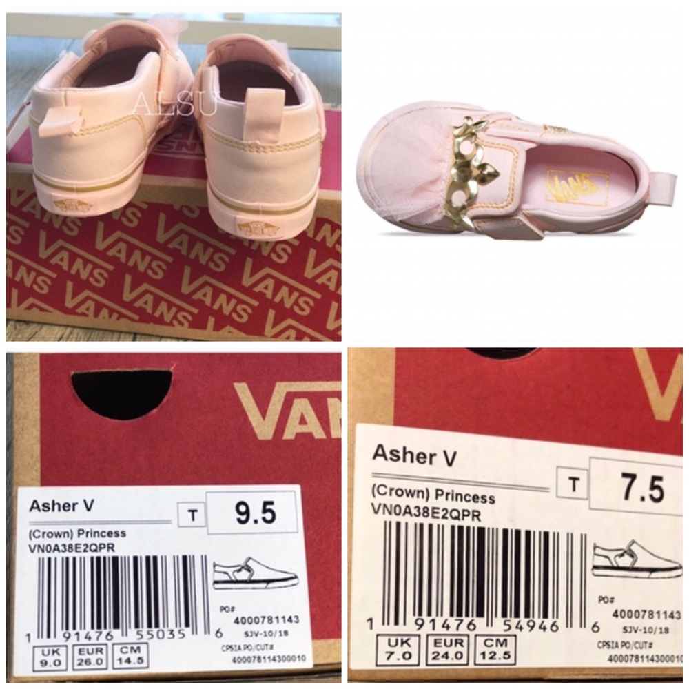 NWT Vans Asher V Crown Princess 👑 Girl’s AUTHENT - Picture 8 of 8